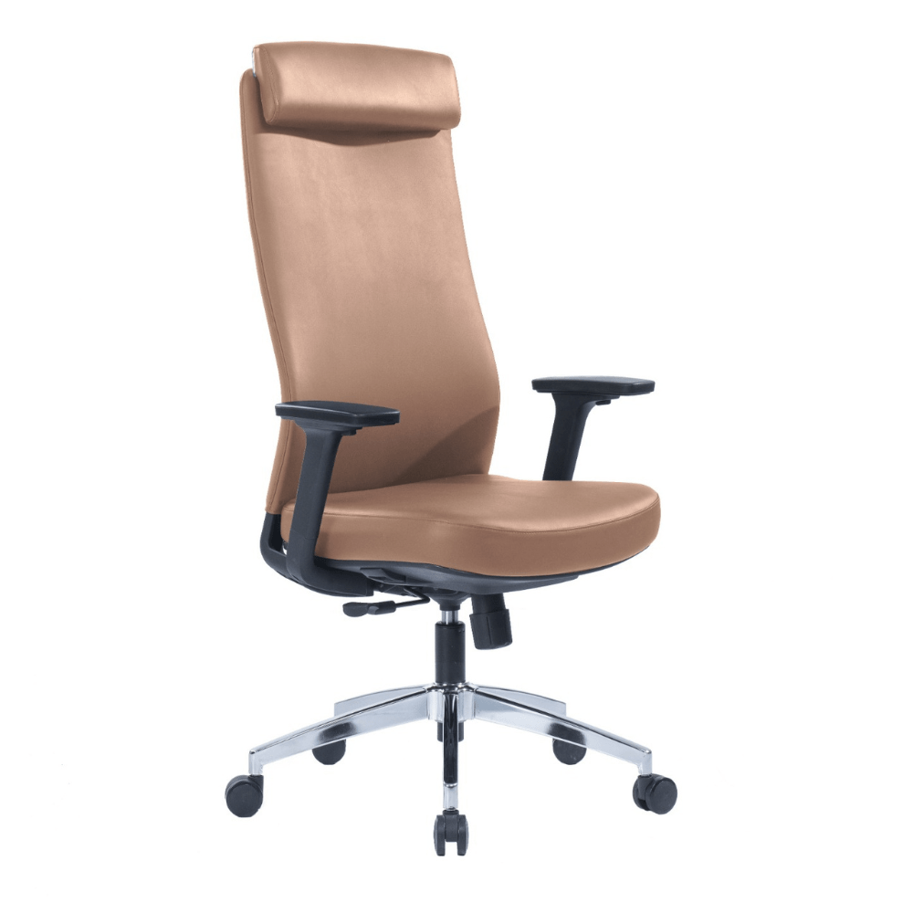Paco Executive Chair with high back, adjustable headrest, and armrest on a grey nylon base.