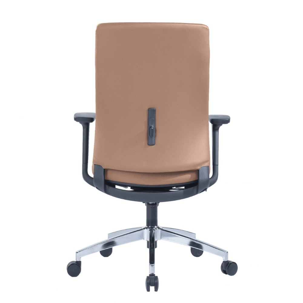 Paco Task Chair with medium back, adjustable armrest, grey nylon base, and PU casters.